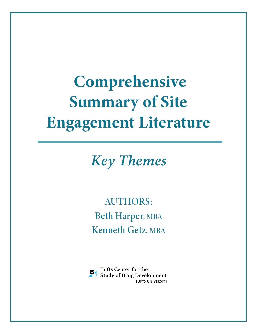 Comprehensive Summary of Site Engagement Literature Cover Photo